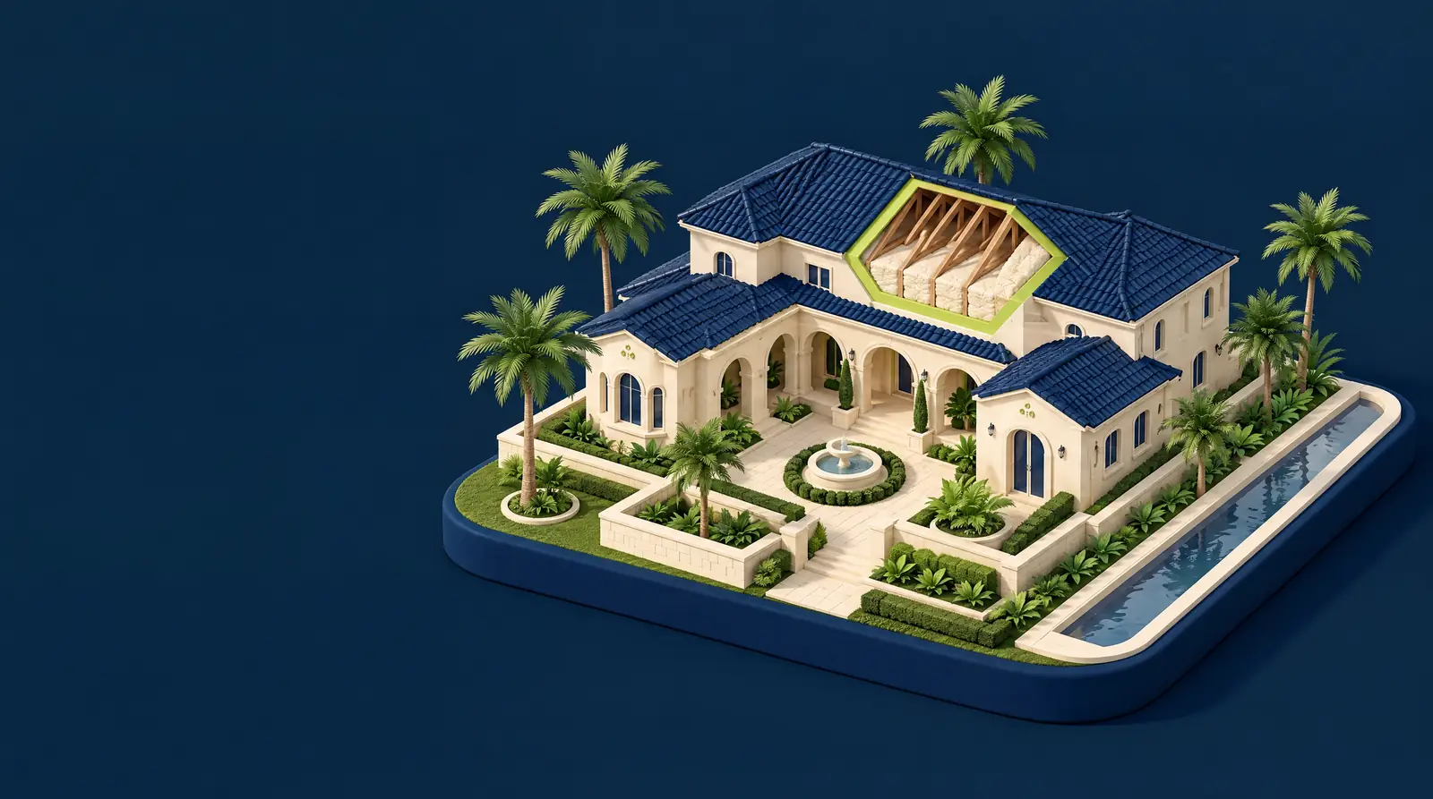 Custom neighborhood illustration for Anytime Insulation in Boca Raton