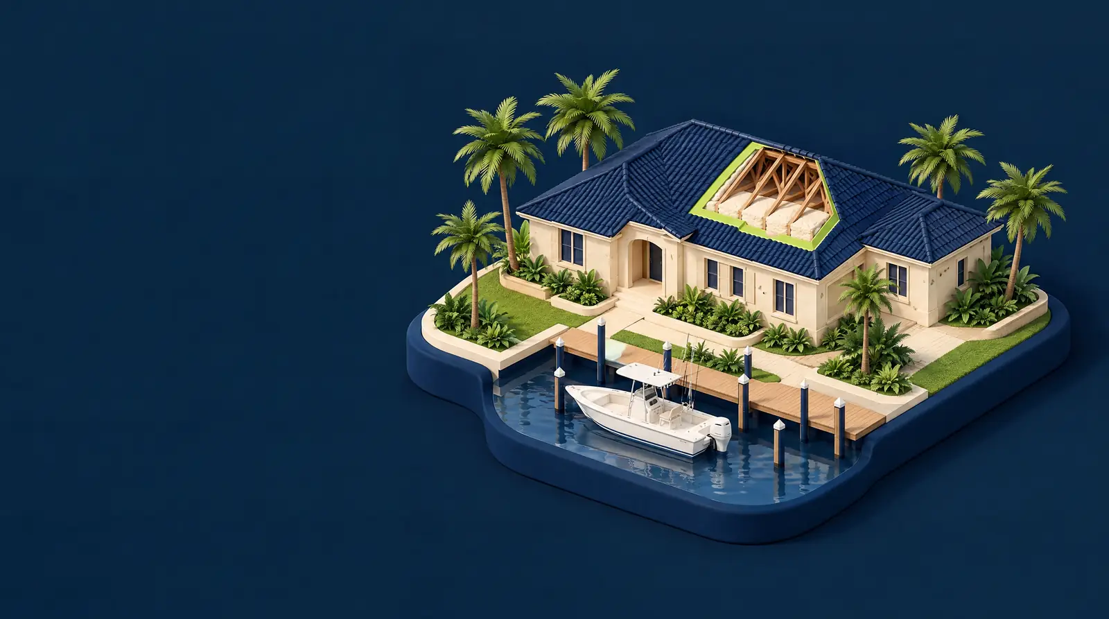 Custom neighborhood illustration for Anytime Insulation in Boynton Beach