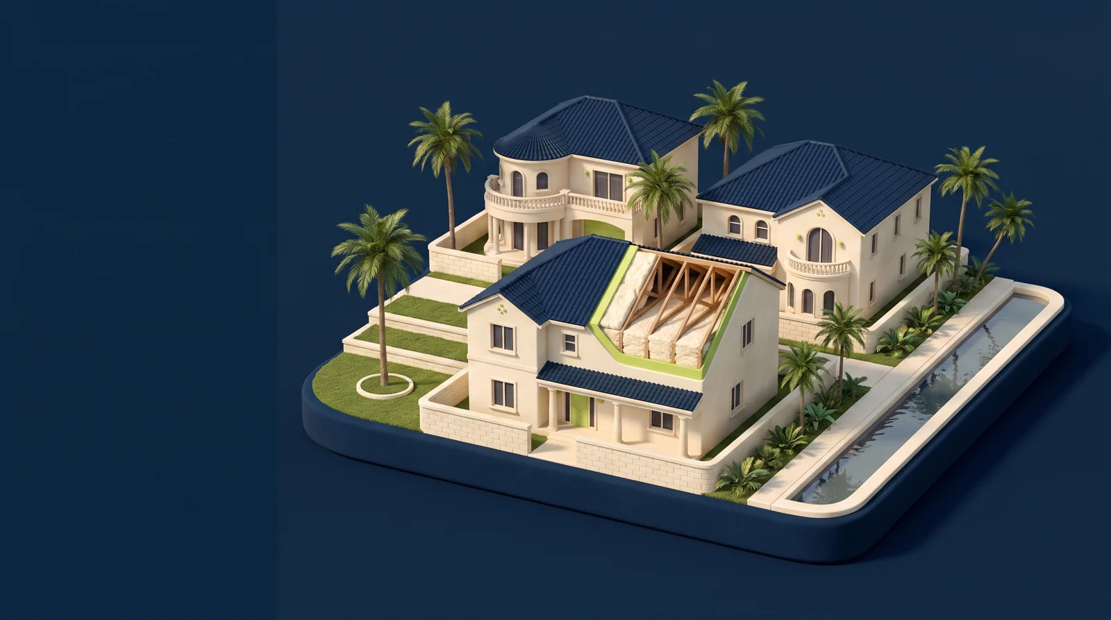 Custom neighborhood illustration for Anytime Insulation in Broward County