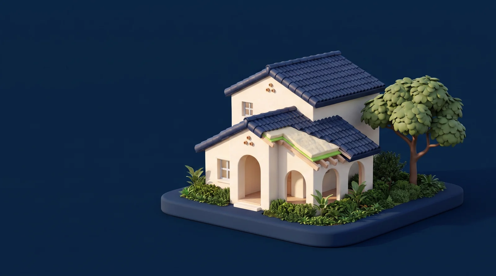 Custom neighborhood illustration for Anytime Insulation in Coral Gables