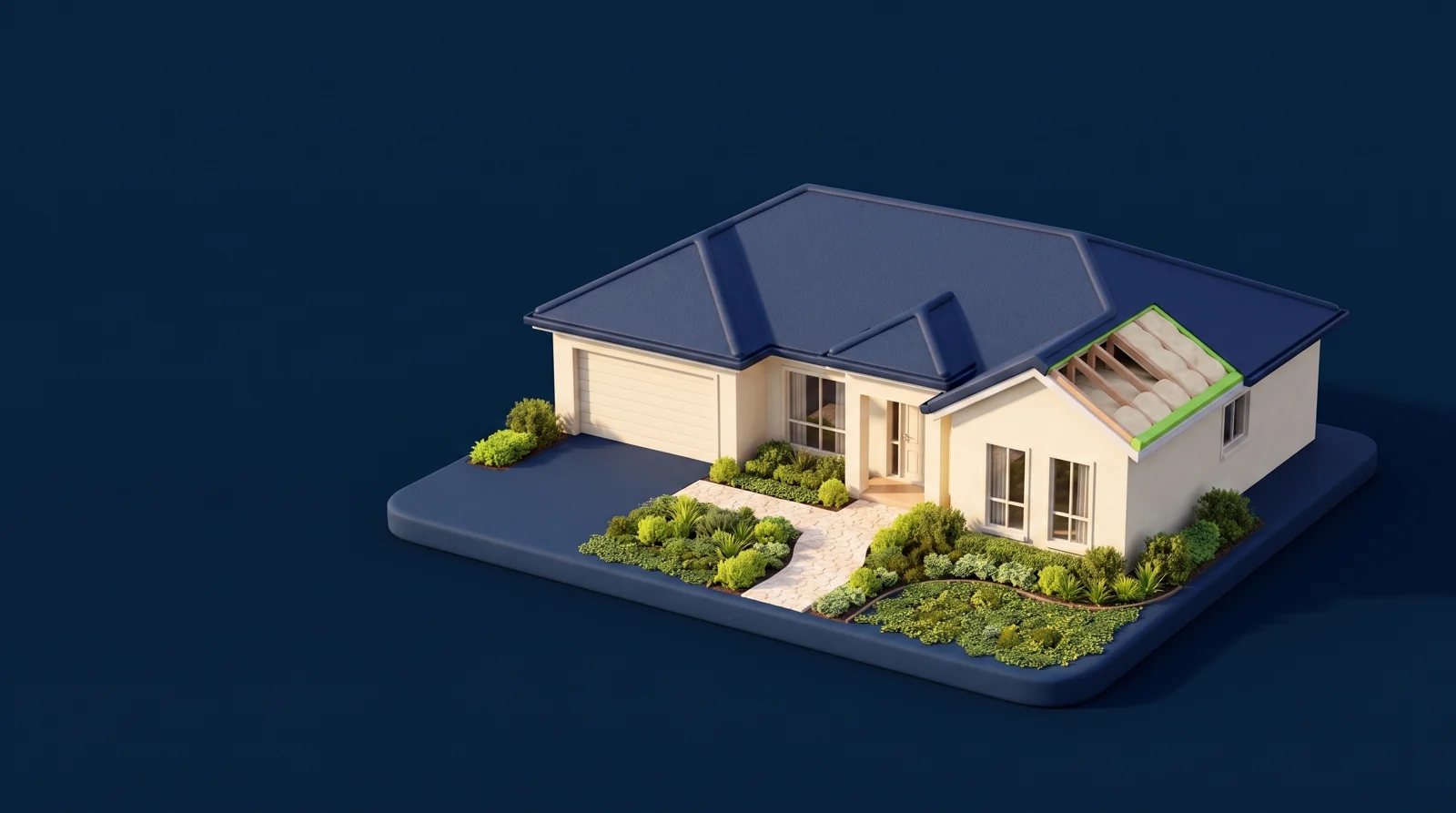 Custom neighborhood illustration for Anytime Insulation in Coral Springs