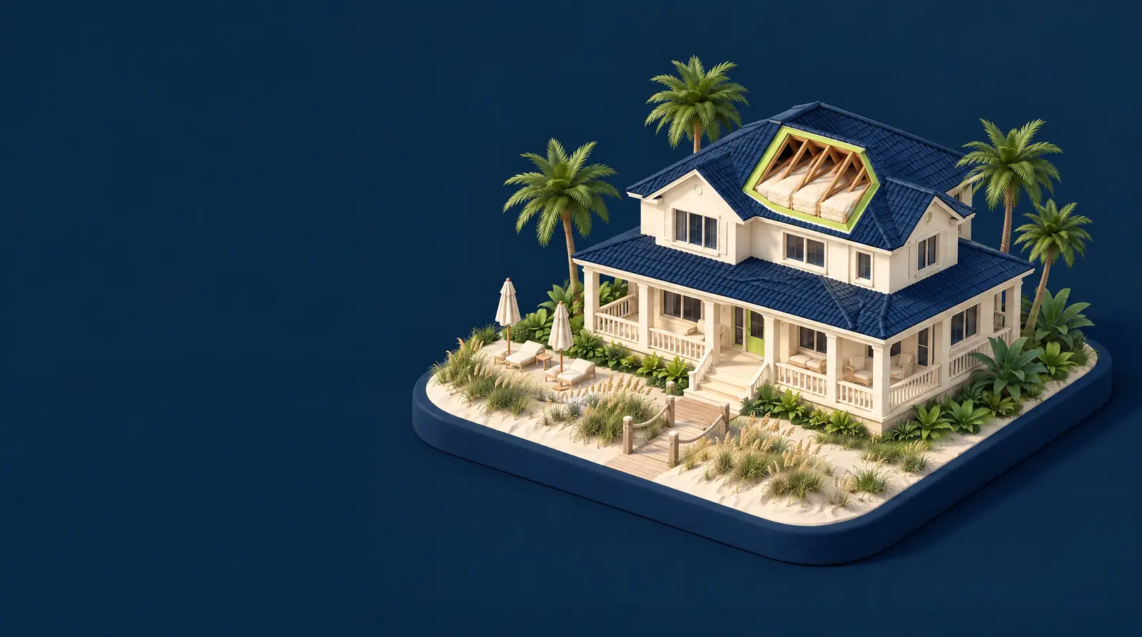 Custom neighborhood illustration for Anytime Insulation in Delray Beach