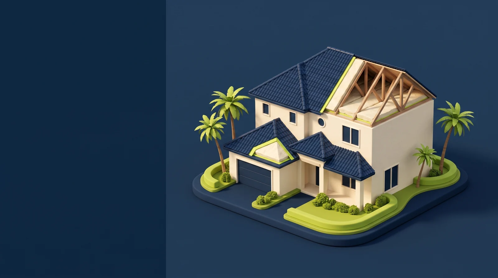 Custom neighborhood illustration for Anytime Insulation in Doral