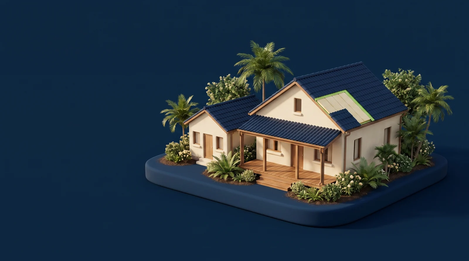 Custom neighborhood illustration for Anytime Insulation in Hialeah