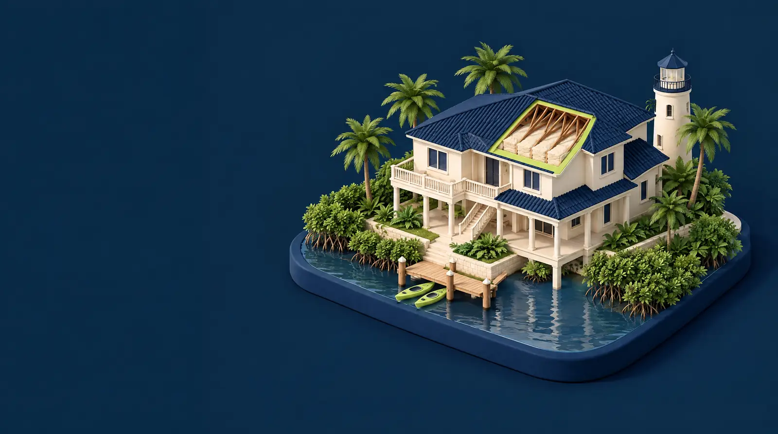 Custom neighborhood illustration for Anytime Insulation in Jupiter