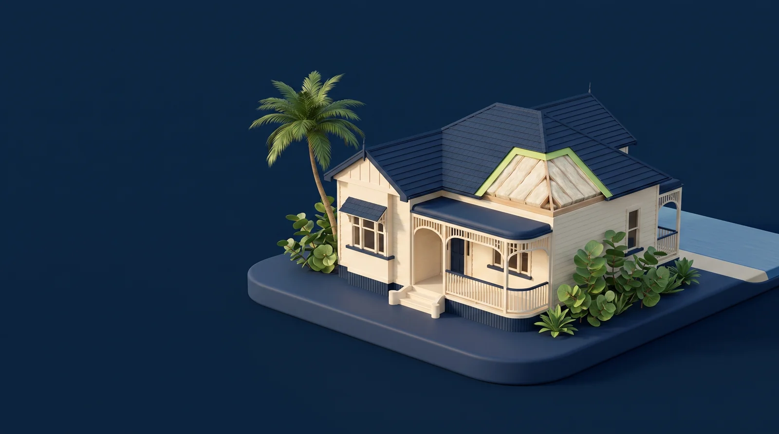 Custom neighborhood illustration for Anytime Insulation in Miami Beach