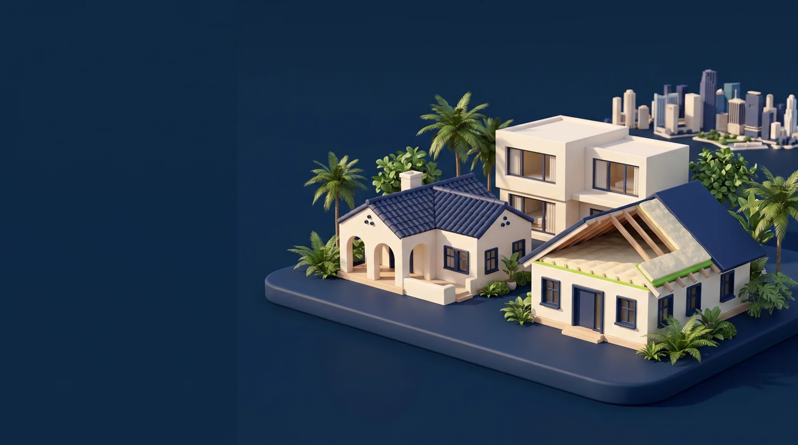 Custom neighborhood illustration for Anytime Insulation in Miami-Dade County