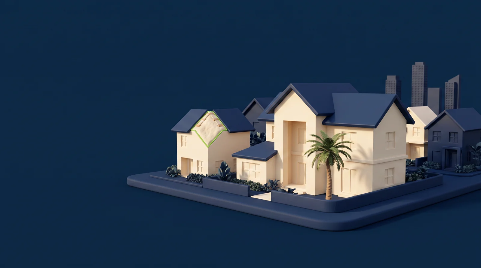 Custom neighborhood illustration for Anytime Insulation in Miami