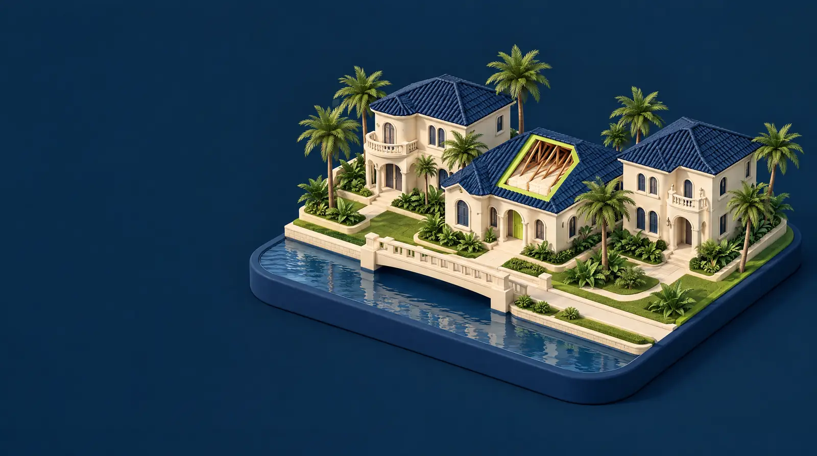 Custom neighborhood illustration for Anytime Insulation in Palm Beach County