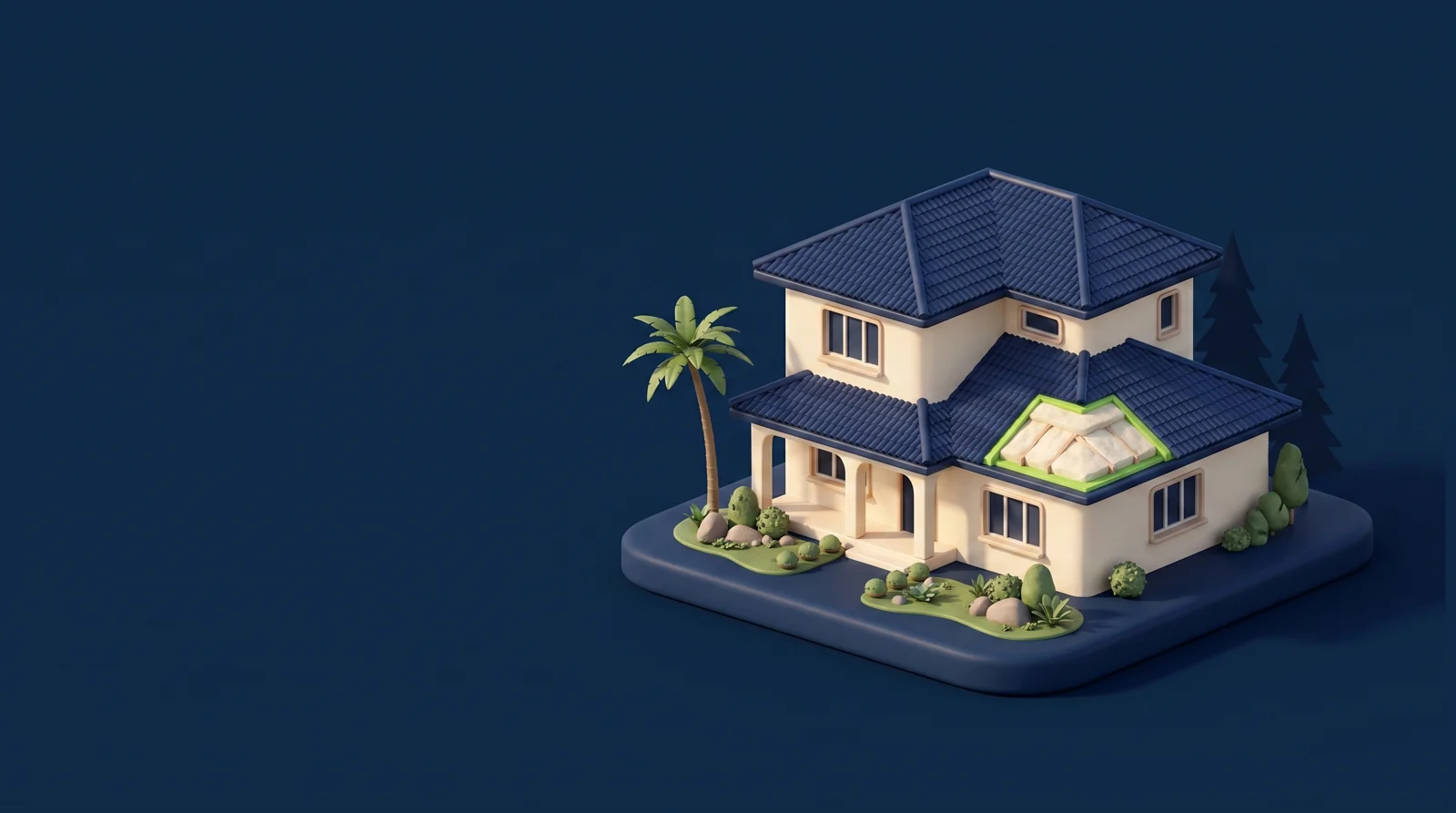 Custom neighborhood illustration for Anytime Insulation in Pembroke Pines