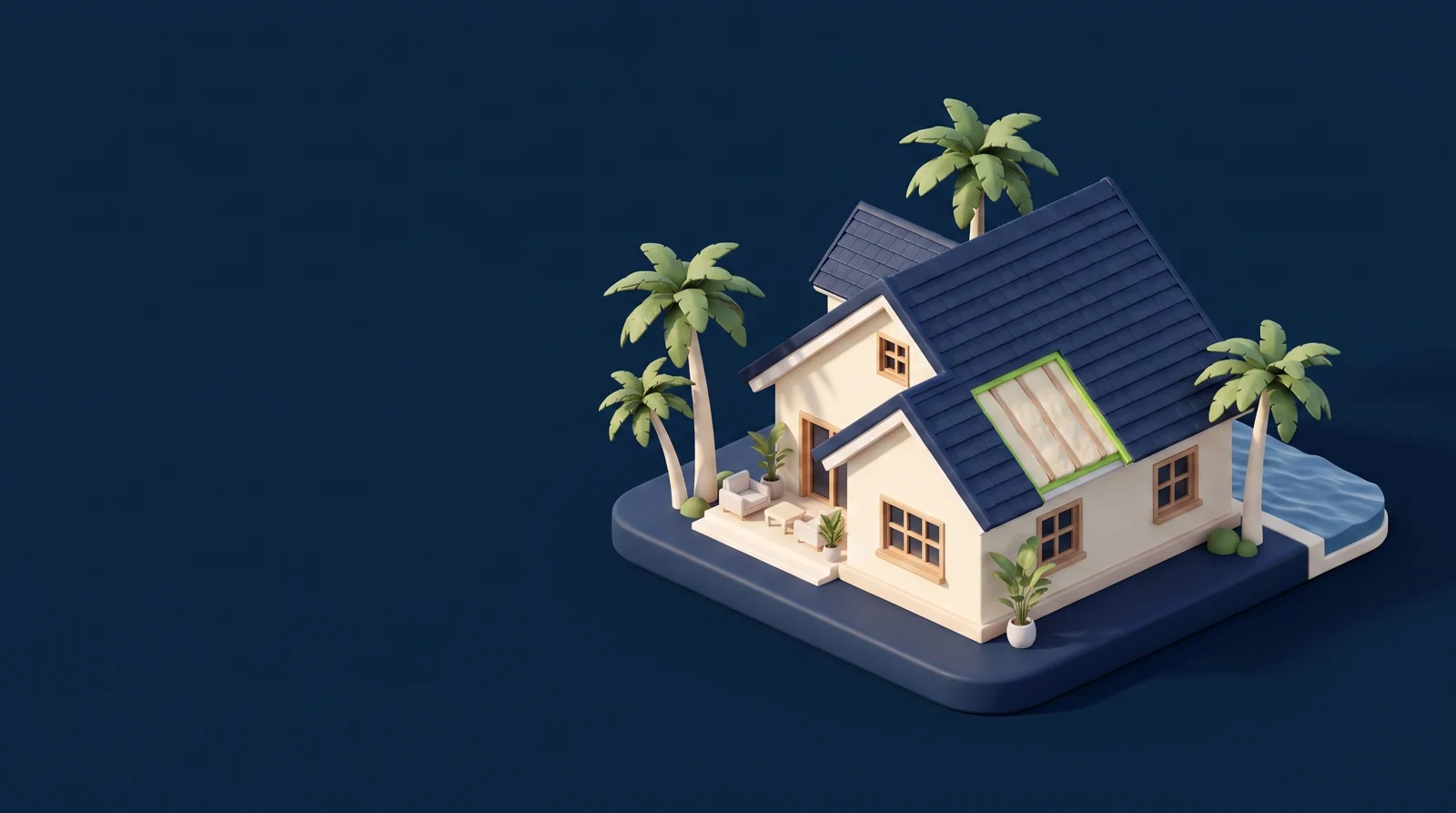 Custom neighborhood illustration for Anytime Insulation in Pompano Beach